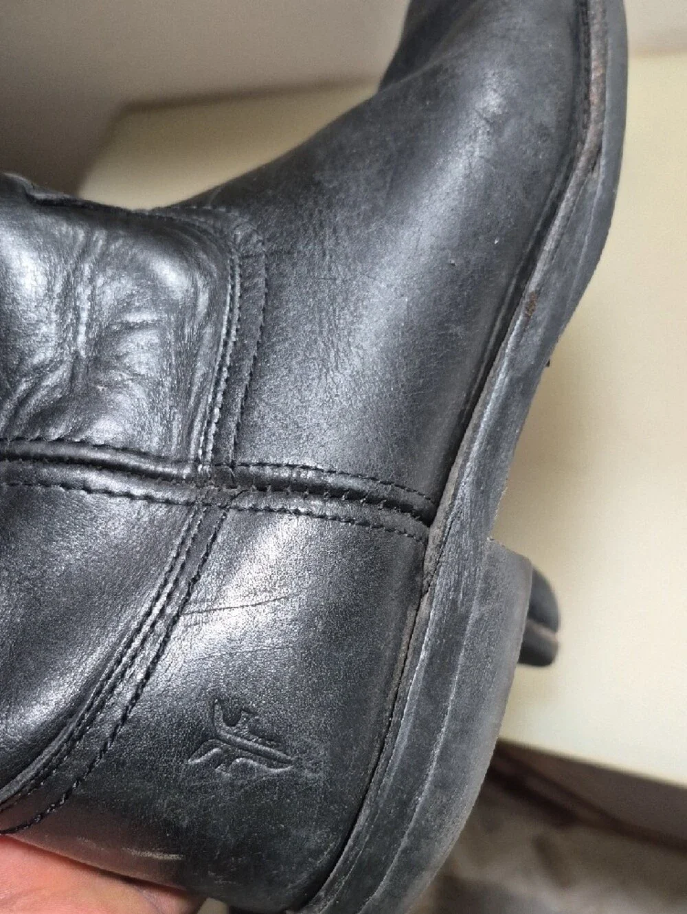 Frye Black Leather Pull-On Mid-Calf Boots
